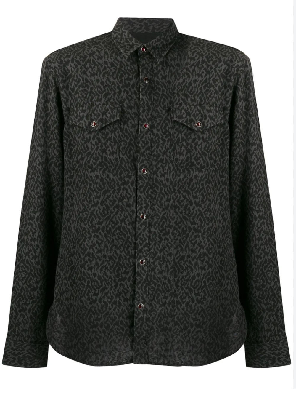 John Varvatos Black Leopard-Print Button Shirt Jacket